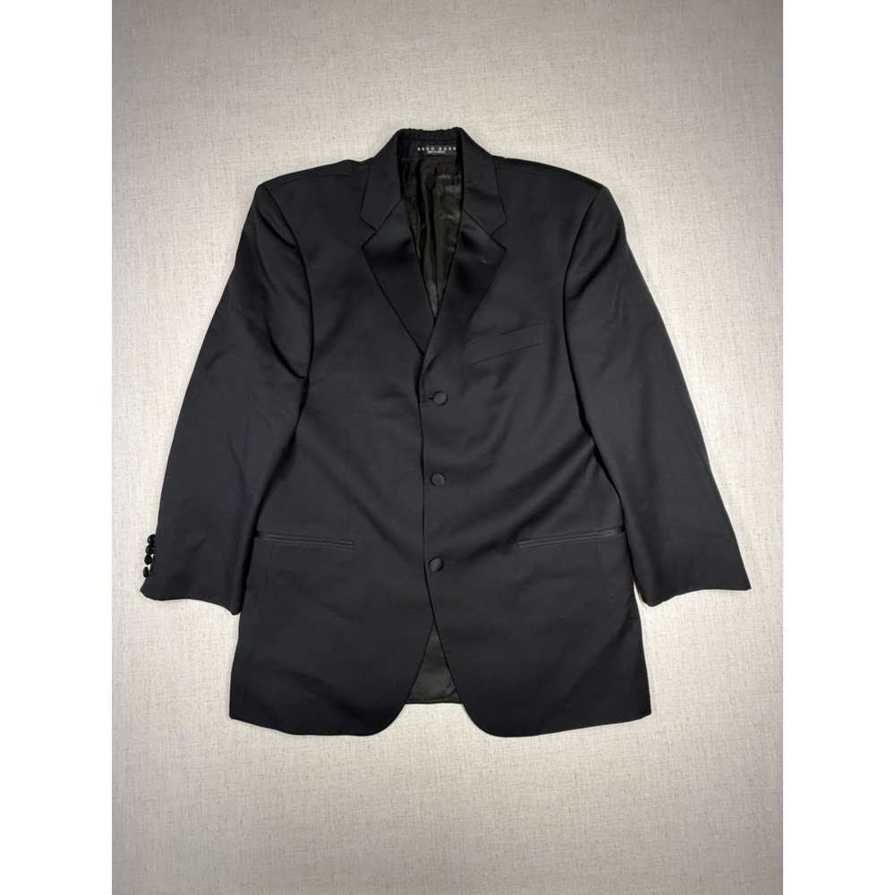 Hugo Boss Mens Black Blazer Jacket Super 100 Wool 2 Button Formal 40R